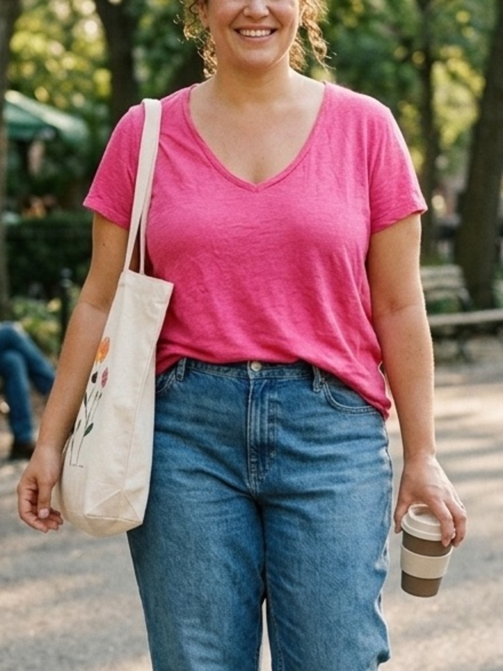 GAP 100% Linen Women’s Hot Pink V-Neck‎ Short Sleeve Tee